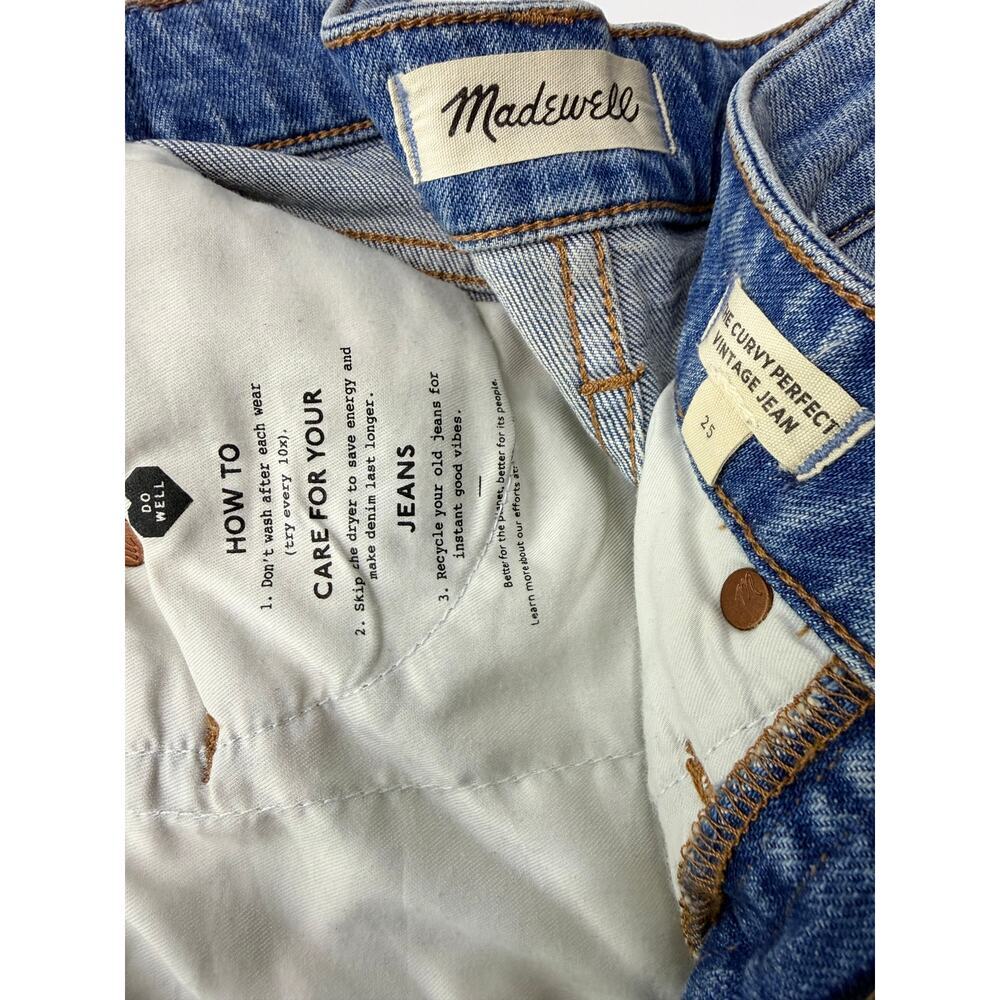 Madewell Curvy Perfect Vintage Jeans Size 25 High Rise Distressed Denim - Picture 4 of 14